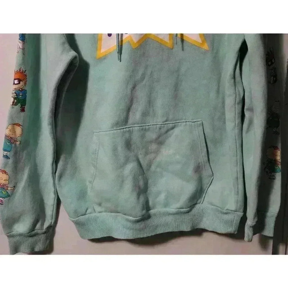 Women's‎ Nickelodeon Rugrats Hoodie Green M Hoodie pocket has bleach stain - Picture 2 of 6